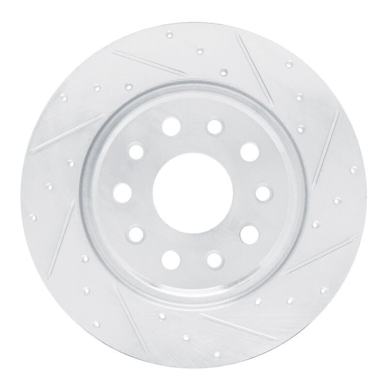 Jeep Grand Cherokee Brake Rotor (1) - Rear Right - R1 Concepts - Drilled & Slotted - Silver - `22-`25